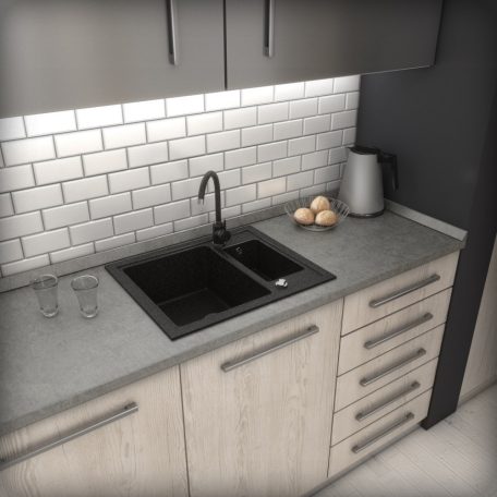 Gránit mosogató - NERO Arriva  - szemcsés fekete