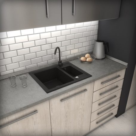 Gránit mosogató - NERO Arriva  - matt fekete
