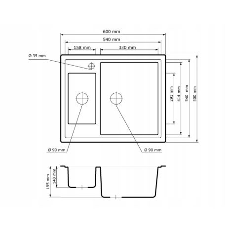 Gránit mosogató - NERO Arriva  - fehér