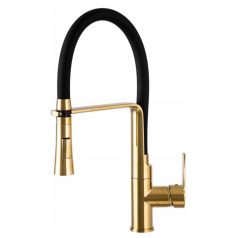   Gamma Vegas mosogató csaptelep - kivehető zuhanyfej - fekete / arany
