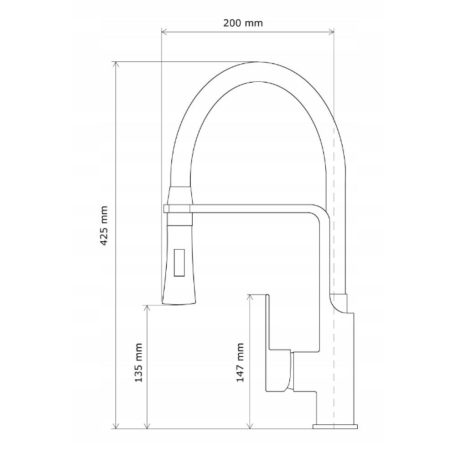 Gamma Vegas mosogató csaptelep - kivehető zuhanyfej - Fekete - króm