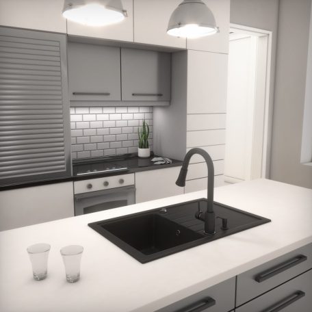 Gránit mosogatótálca - NERO Eris - matt fekete