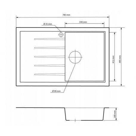 Gránit mosogatótálca - NERO Eris - matt fekete