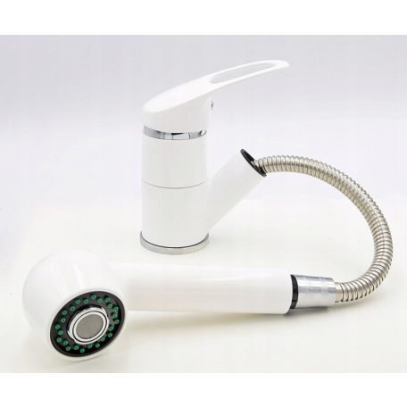 Gamma SHOWER Kihúzható Zuhanyfejes Mosogató Csaptelep - Fehér