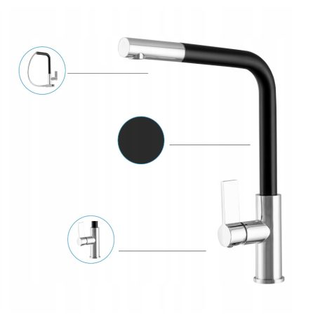 LINEA Mosogató Csaptelep - Kihúzható Fej - Matt Fekete