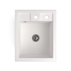 Gránit Mosogató NERO Parma + szifon készlet (fehér)