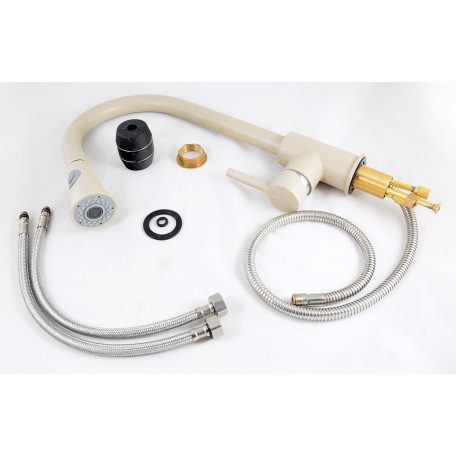 SNAKE gránit mosogató csaptelep - kihúzható fejjel - Bézs