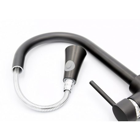 Gamma Snake kihúzható zuhanyfejes mosogató csaptelep - fekete