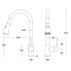   SNAKE gránit mosogató csaptelep - kihúzható fejjel - Szürke