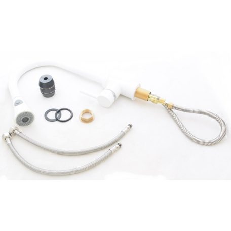 SNAKE gránit mosogató csaptelep - kihúzható fejjel - Fehér