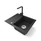 Gránit mosogatótálca NERO Monza + szifon (fekete)