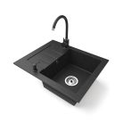 Gránit mosogatótálca NERO Monza + szifon (fekete)
