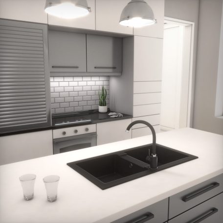 Gránit mosogatótálca - NERO Lybra - matt fekete