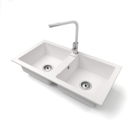 Gránit mosogatótálca - NERO Lybra - fehér