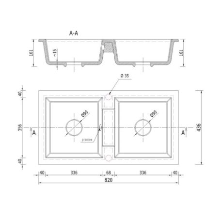 Gránit mosogatótálca - NERO Lybra - fehér