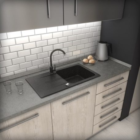 Gránit mosogató - NERO Malta - szemcsés fekete