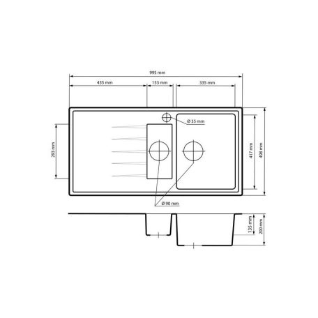 Gránit mosogató - NERO Solarys - fehér