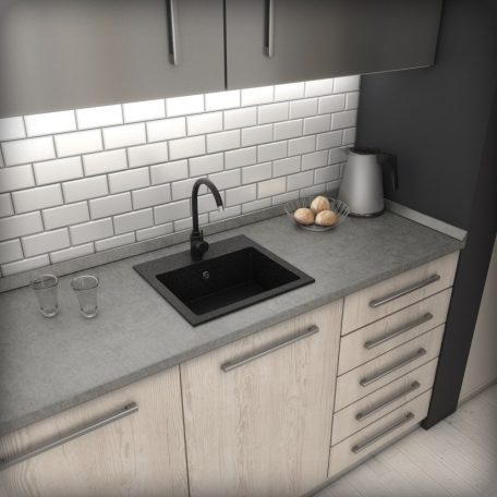 Gránit mosogatótálca - NERO Uno - szemcsés fekete