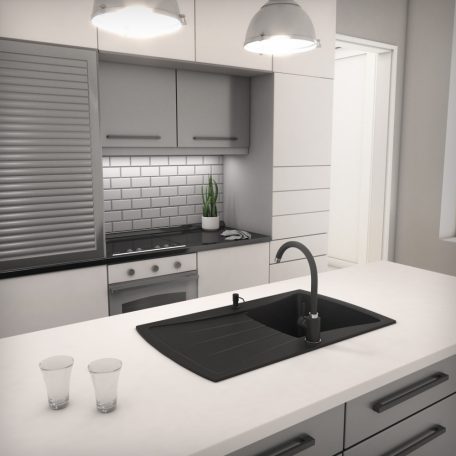 Gránit mosogatótálca - NERO Venezia - szemcsés fekete