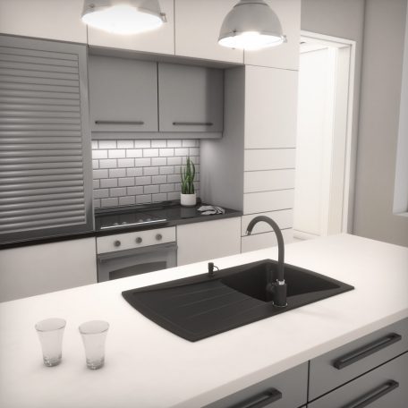 Gránit mosogatótálca - NERO Venezia - matt fekete