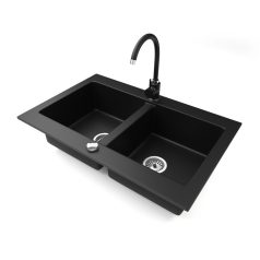 Gránit mosogatótálca - NERO Verso - matt fekete